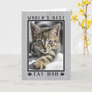 World's Best Cat Mom Happy Birthday Photo Rustic Card