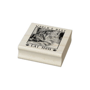 World's Best Cat Mom Paw Prints Pet Photo Frame Rubber Stamp