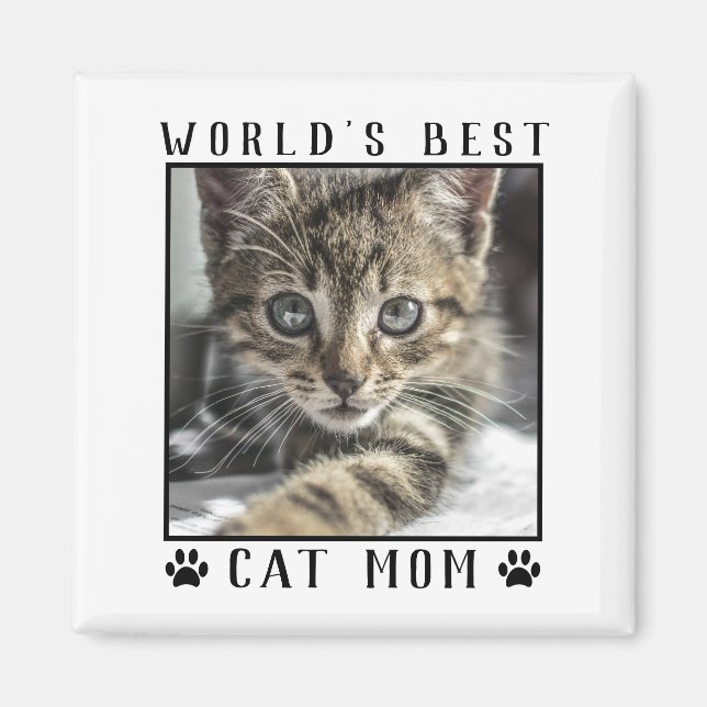 World's Best Cat Mom Paw Prints Photo Frame Magnet (Front)