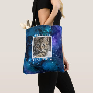 World's Best Cat Mom Paw Prints Photo Frame Space Tote Bag