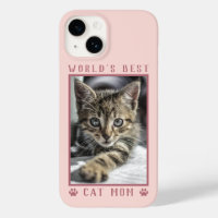 World's Best Cat Mom Paw Prints Photo Rose Gold