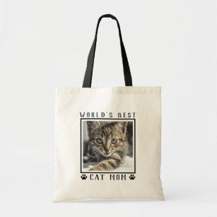 World's Best Cat Mom Paw Prints Photo Tote Bag