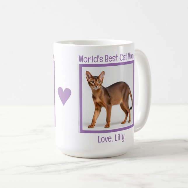 World's Best Cat Mom Personalize (Abyssinian) Coffee Mug (Front Right)