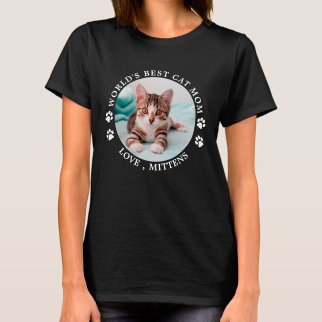 World's Best Cat Mom Personalized Cute Pet Photo T-Shirt (Creator Uploaded)