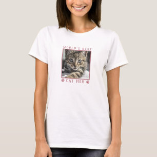 World's Best Cat Mom Pink Paw Prints Pet Photo T-Shirt