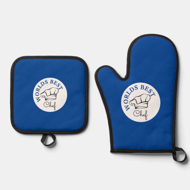 Worlds Best Chef Oven Mitt & Pot Holder Set (Front)