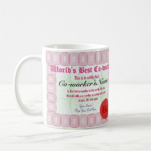World's Best Co-worker Certificate Award Mug