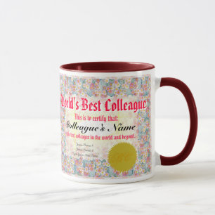World's Best Colleague Certificate Mug