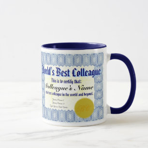 World's Best Colleague Certificate Mug