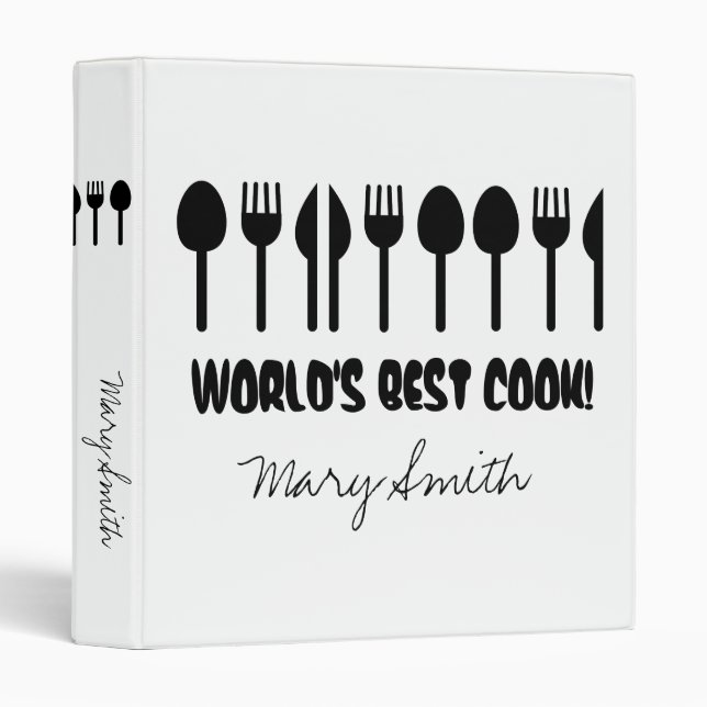 World's Best Cook Custom Name Black Binder (Front/Spine)