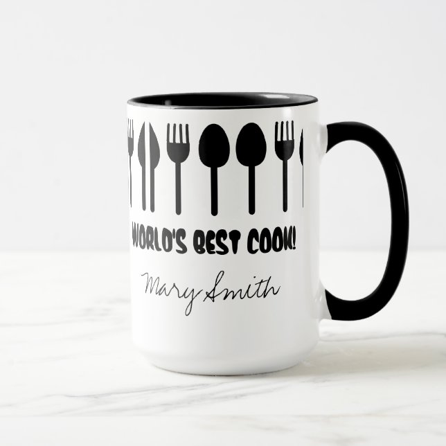 World's Best Cook Custom Name Black Mug (Right)