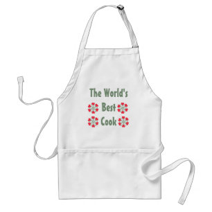 World's Best Cook Six Red Hearts Flower Apron