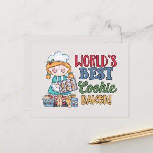 World's best cookie baker add text postcard