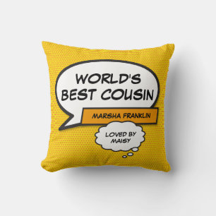 World's Best Cousin Fun Modern Cool Comic Throw Pillow