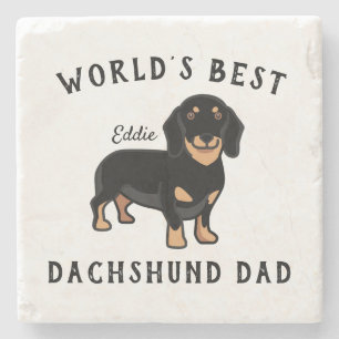 World's Best Dachshund Dad Personalized Dog Name Stone Coaster