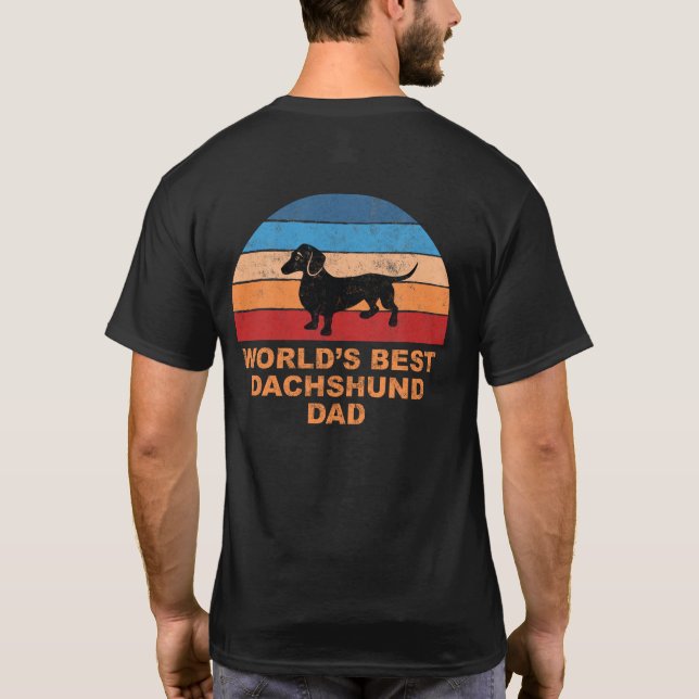 World's Best Dachshund Dad Retro Distressed Effect T-Shirt (Back)