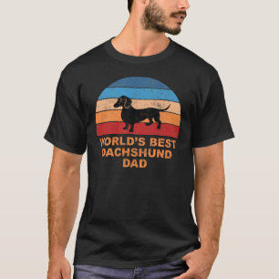 World's Best Dachshund Dad Retro Sunset T-Shirt