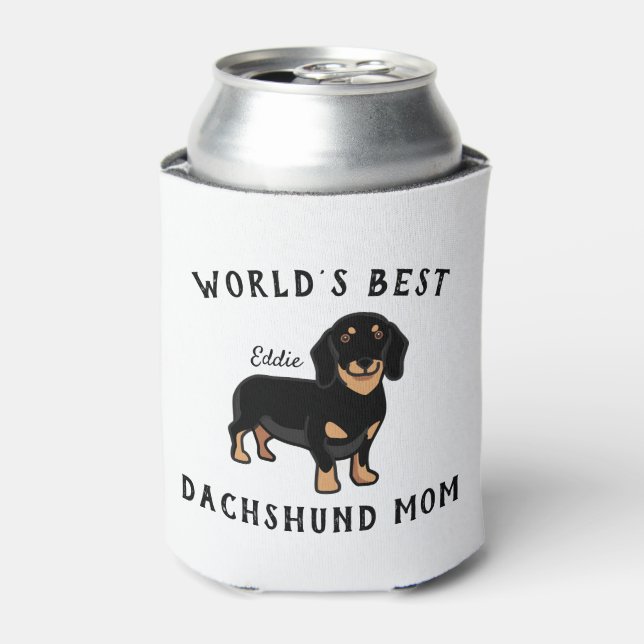 World's Best Dachshund Mom Dog Name Custom Can Cooler (Can Front)