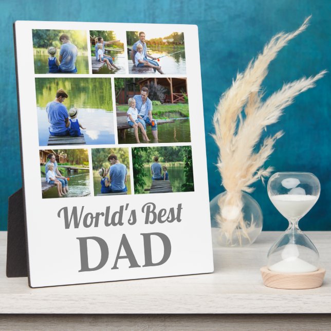 World's Best Dad 8 Photo Collage Father's Day Plaque (Side)
