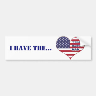 World's Best Dad American Flag Heart Bumper Sticker