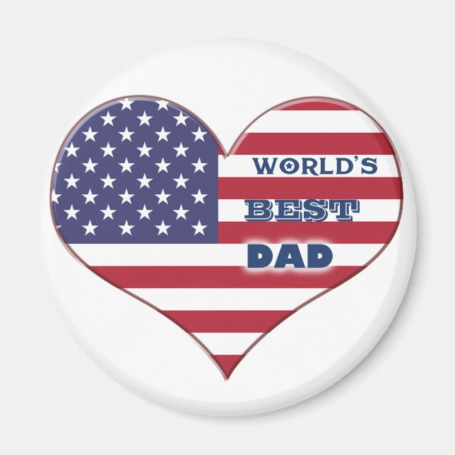 World's Best Dad American Flag Heart Magnet (Front)