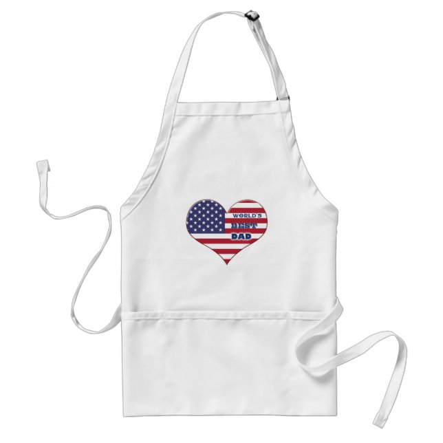 World's Best Dad American Flag Heart Standard Apron (Front)