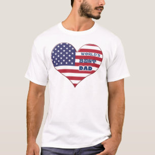 World's Best Dad American Flag Heart T-Shirt