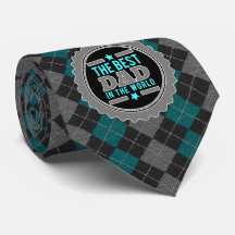 World's Best Dad Argyle Print Teal and Grey
