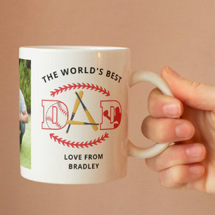 World's Best Dad Baseball Custom Photo Name Coffee Mug
