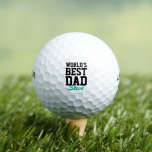 World's Best Dad Black and Teal Father's Day Golf Balls