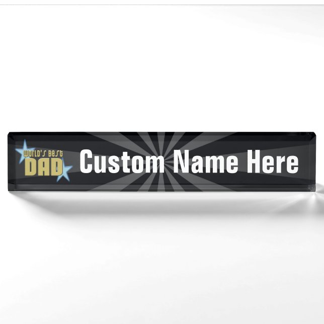 World's Best Dad Black/Gold Cool Father's Day Nameplate (Front)