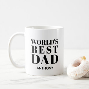 Worlds Best Dad Bold Typography Personalized Coffee Mug