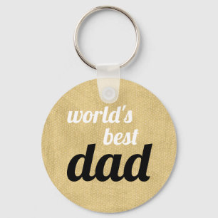 World's Best Dad Chic Script Gold and Black Keychain