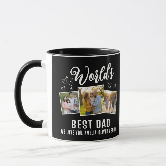 World's Best Dad Custom 3 Photo Collage Mug (Left)