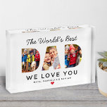 Worlds Best Dad Custom Family Collage Photo Block<br><div class="desc">Create a stylish and memorable gift for "The World's Best" Dad this Father's Day or any day! This custom tabletop photo block features a collage of three favourite family pictures of the kids designed as a modern and bold sans serif typography design. Personalize the custom text with the names of...</div>