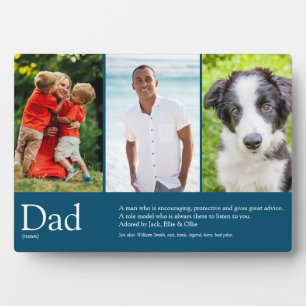 World's Best Dad, Daddy, Blue Definition 3 Photo Plaque