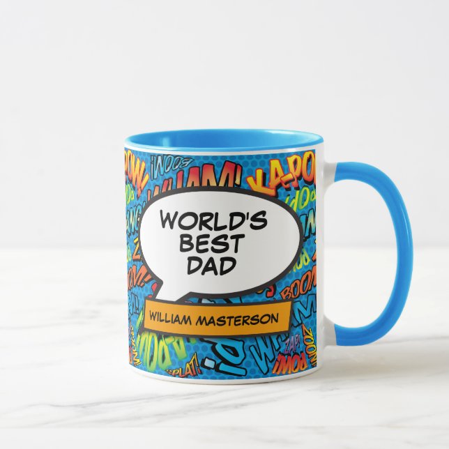 World's Best Dad, Daddy, Father Comic Book Mug (Right)