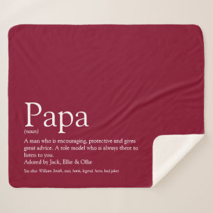 World's Best Dad Daddy Father Definition Burgundy Sherpa Blanket