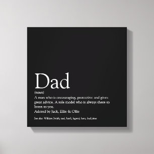 World's Best Dad Daddy Father Definition Fun Black Canvas Print