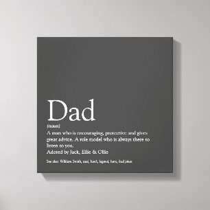 World's Best Dad Daddy Father Definition Fun Grey Canvas Print