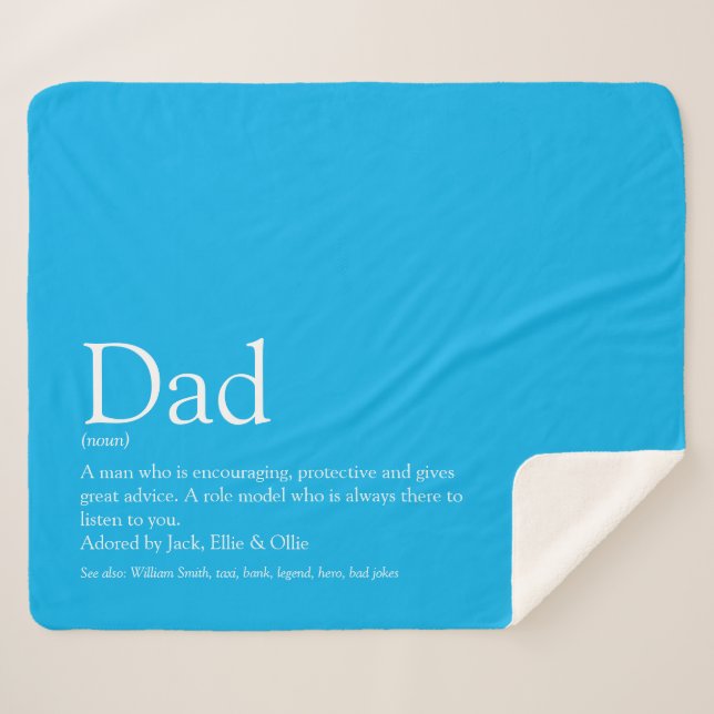World's Best Dad Daddy Father Definition Sky Blue Sherpa Blanket (Front (Horizontal))