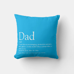 World's Best Dad Daddy Father Definition Sky Blue Throw Pillow