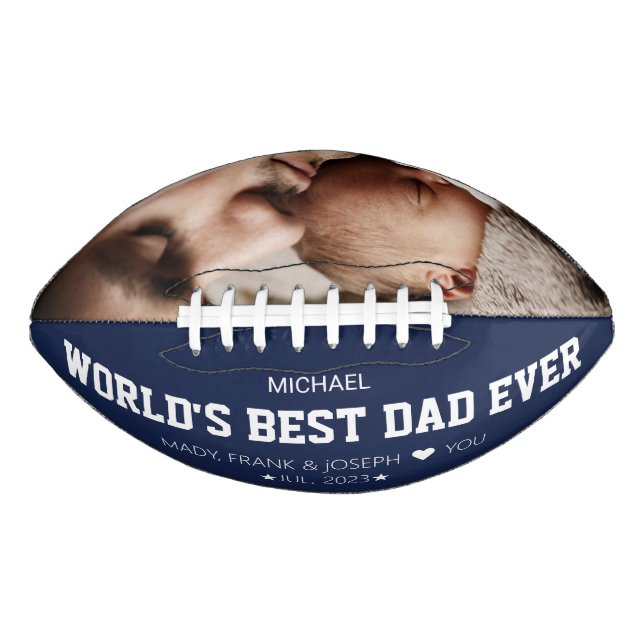 World's Best DAD ever Modern Cool White and blue  Football (Front)