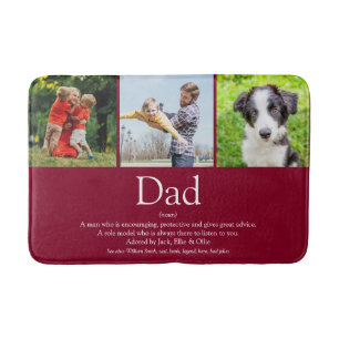 World's Best Dad Father Definition Photo Burgundy Bath Mat