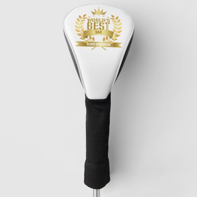 World's Best Dad Father Gold 5 Star Golf Head Cover (Front)
