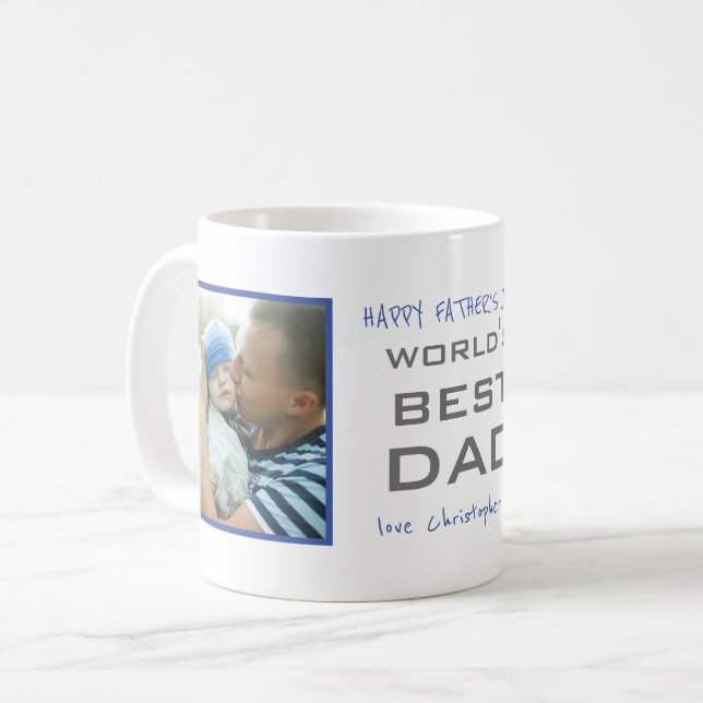 Worlds' Best Dad Father's Day 2 Photo Custom Coffee Mug (Front Left)