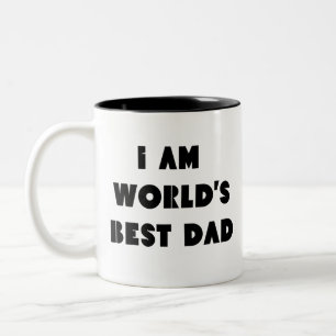 world's best dad, fathers day black and white  Two-Tone coffee mug