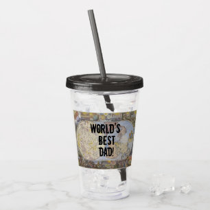 World's Best Dad Fun Vintage Map Father's Day Acrylic Tumbler