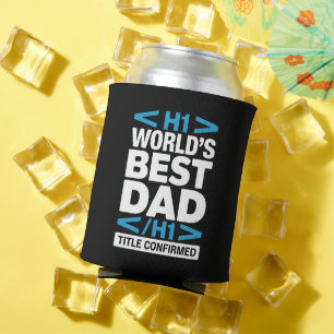 World's Best Dad H1 HTML Code Drink Can Cooler