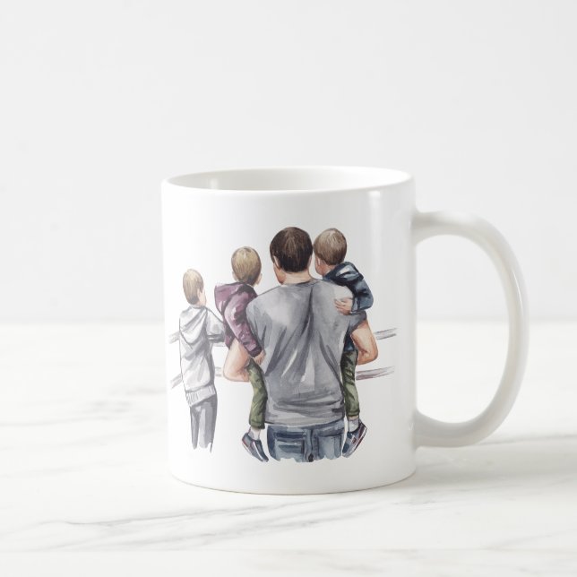 World's Best Dad holding his Three Sons  Coffee Mug (Right)